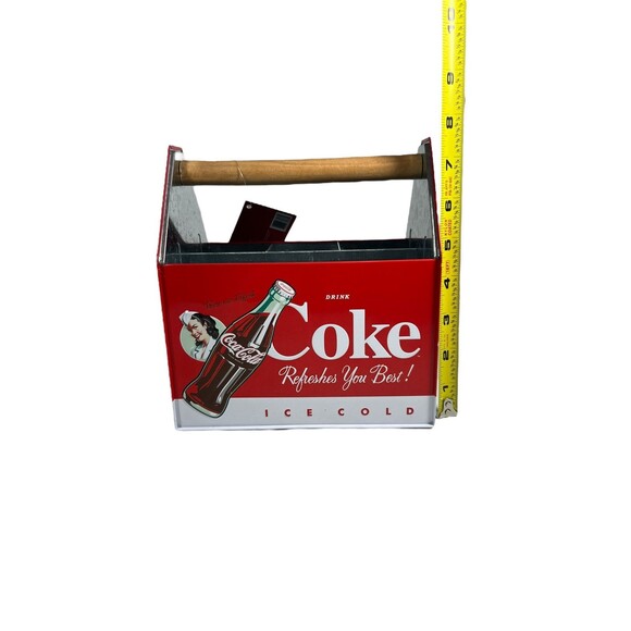 Coca Cola Coke Tin Napkin Utensil Condiment Holder Caddy NEW w/Tags 7.5” Tall - Picture 7 of 16